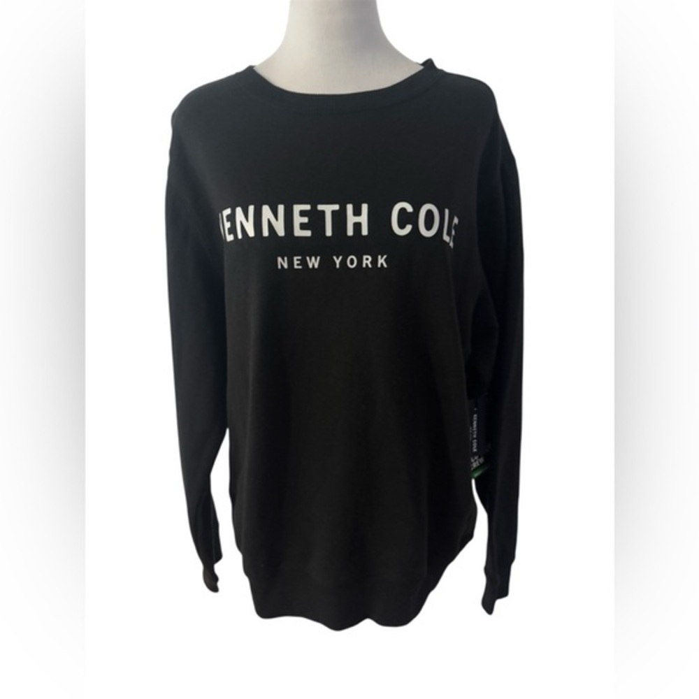 New! Kenneth Cole Black Crewneck Sweatshirt organic cotton blend size medium